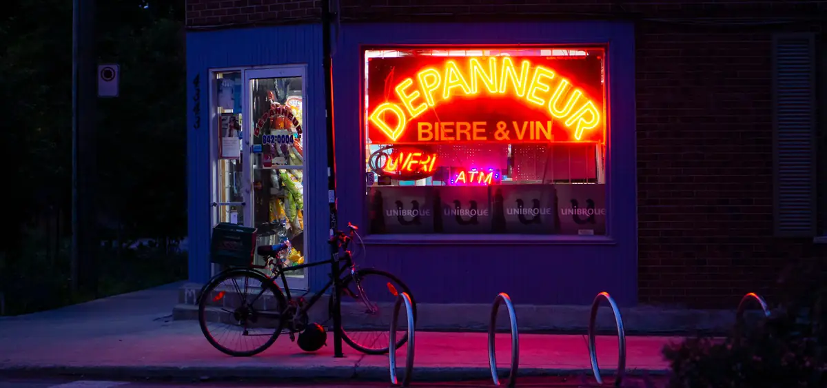 The facade of a depanneur in Montreal.